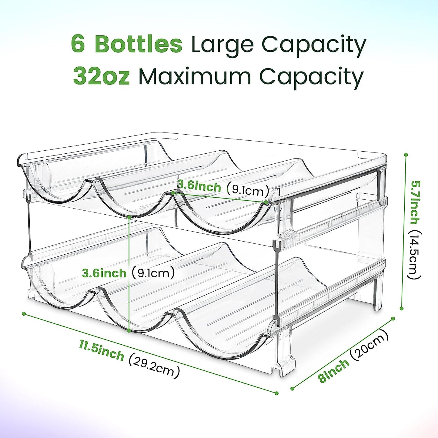 Stackable Water Bottle Organizer - 2-Pack Storage Rack for Cabinet & Pantry