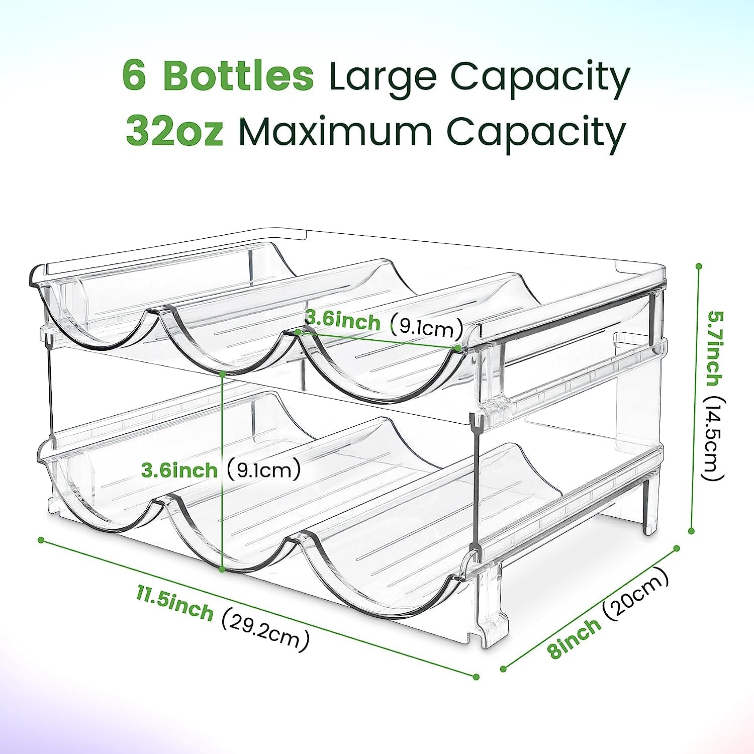 Stackable Water Bottle Organizer - 2-Pack Storage Rack for Cabinet & Pantry